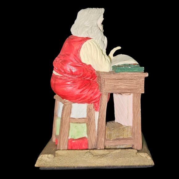 Vintage Santa Claus Stocking Holder Checking List Cast Resin Christmas Decor - Picture 3 of 6